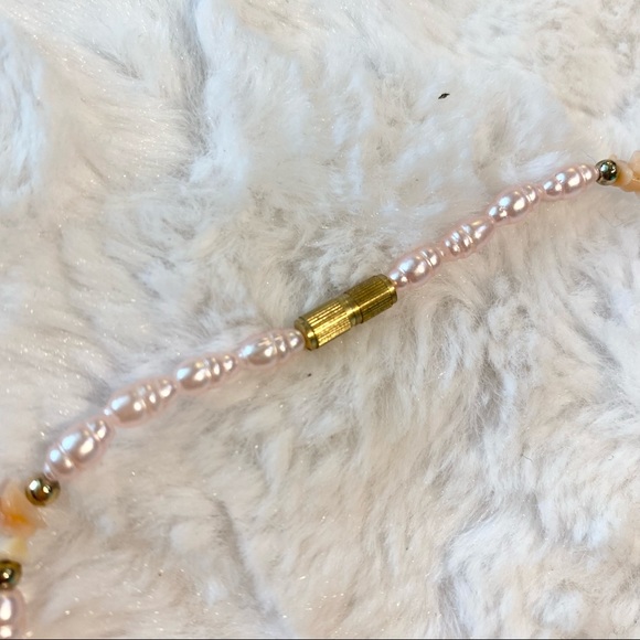 Vintage Pink Beaded Shell Feather Statement Necklace - Picture 6 of 6